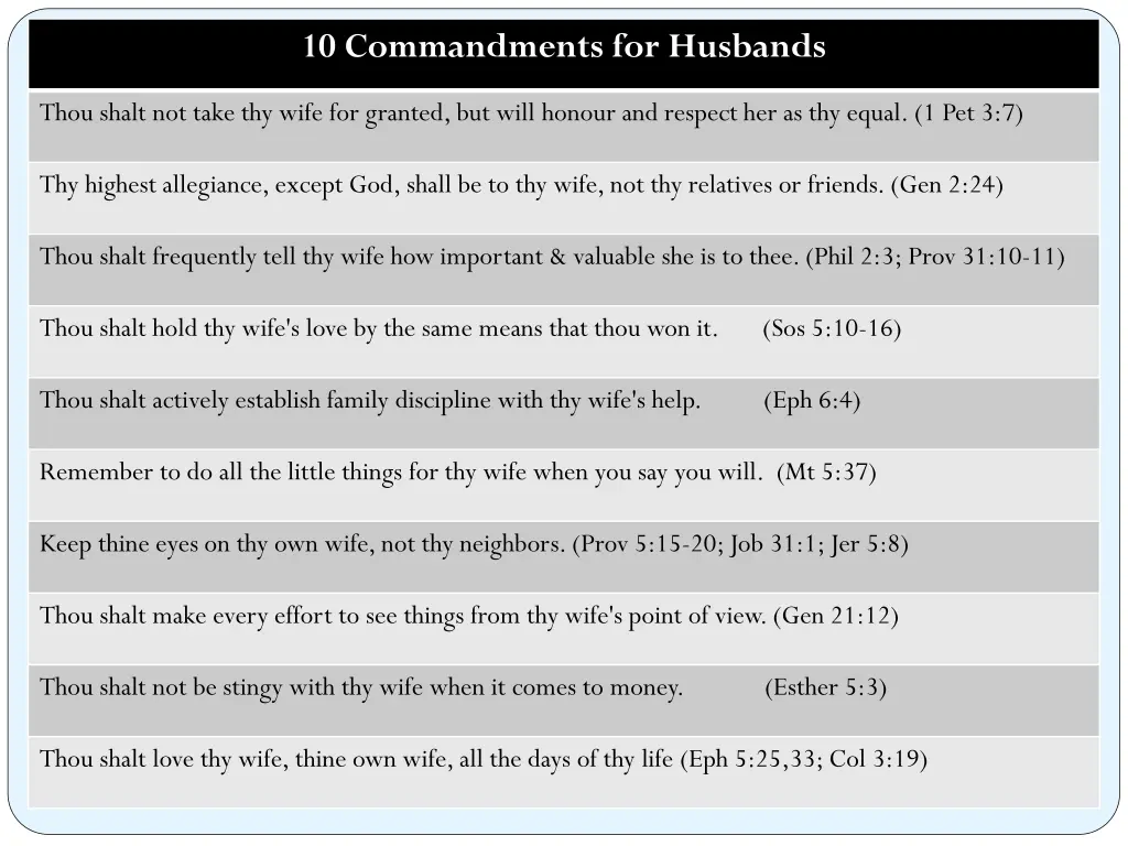 10 commandments for husbands