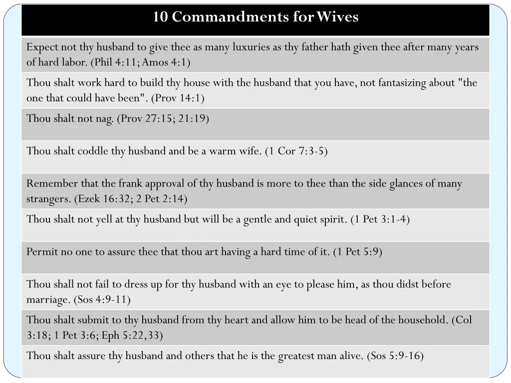 10 commandments for wives