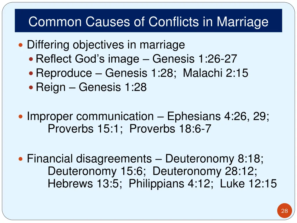 common causes of conflicts in marriage