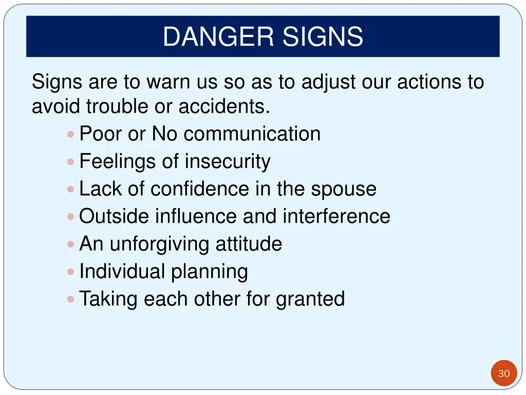 danger signs