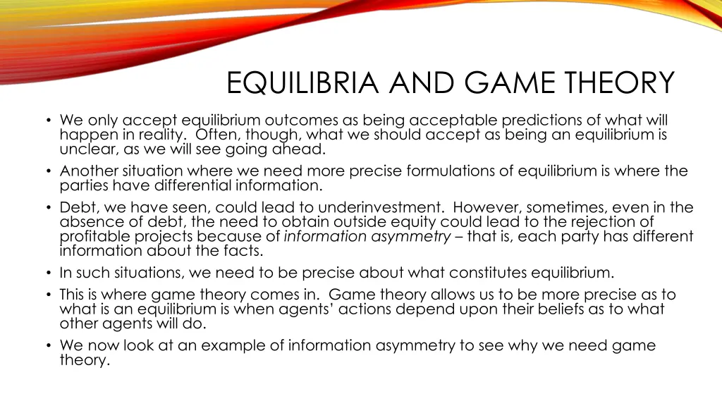 equilibria and game theory