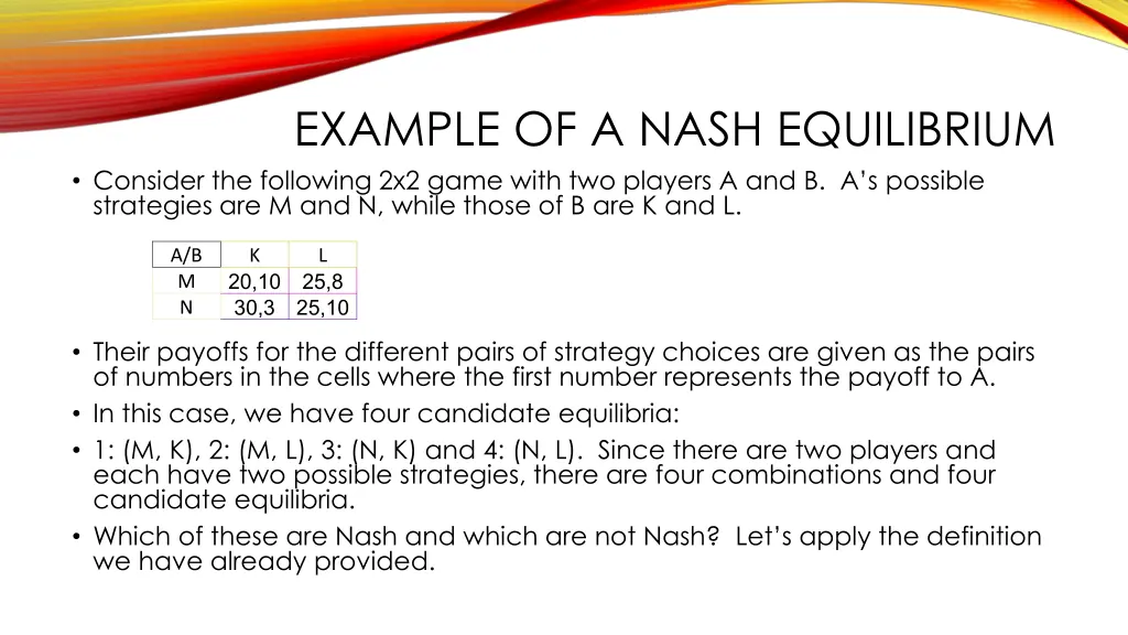 example of a nash equilibrium consider