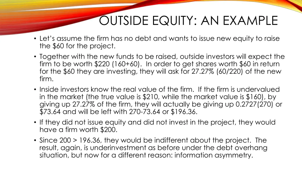 outside equity an example 1