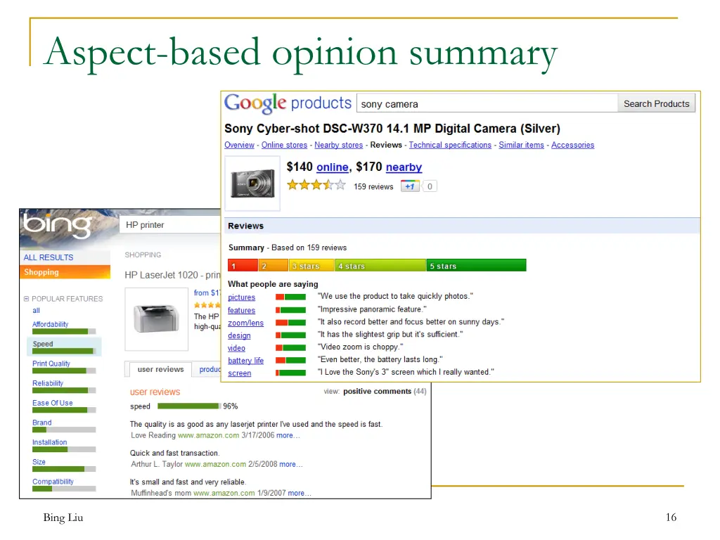 aspect based opinion summary