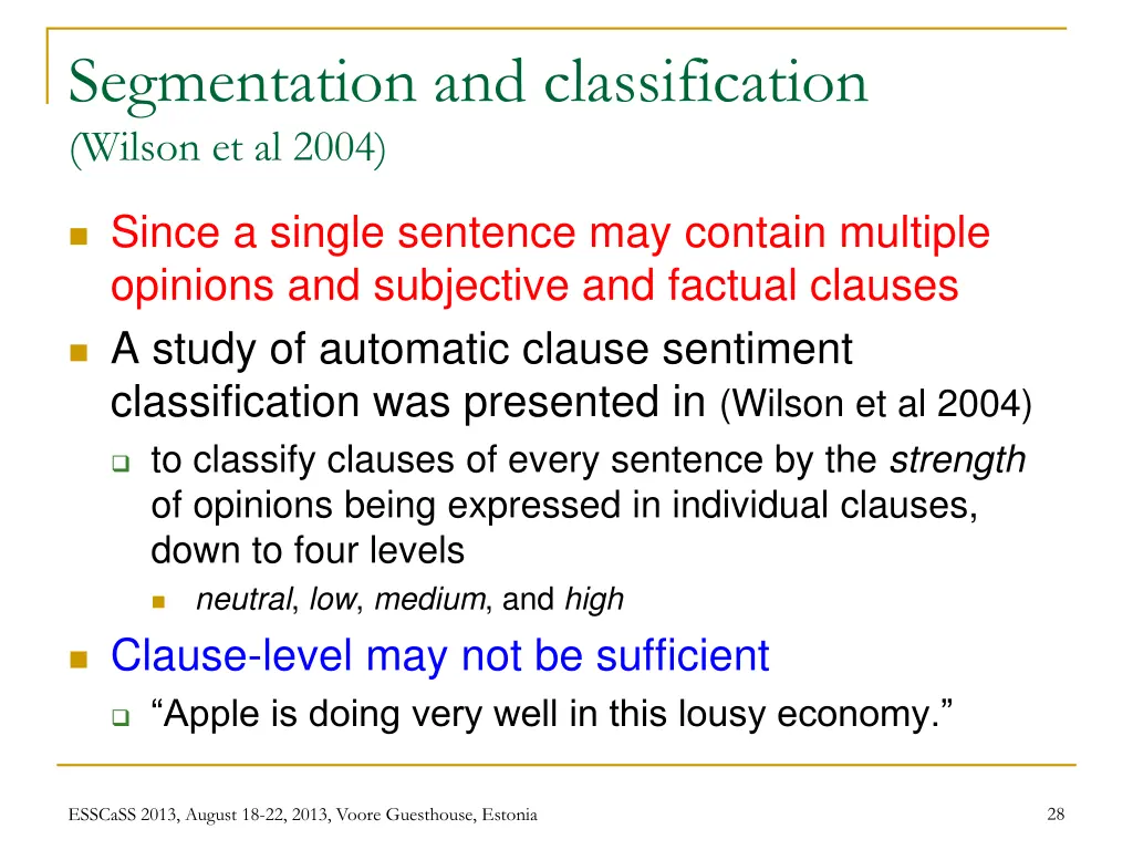 segmentation and classification wilson et al 2004