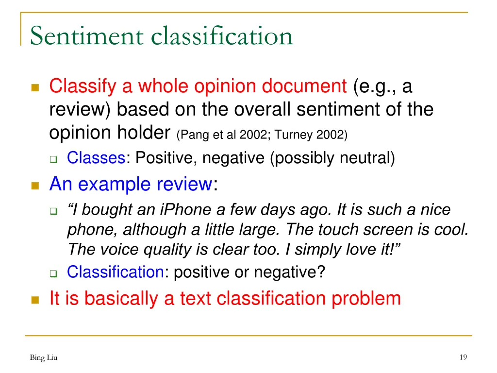 sentiment classification