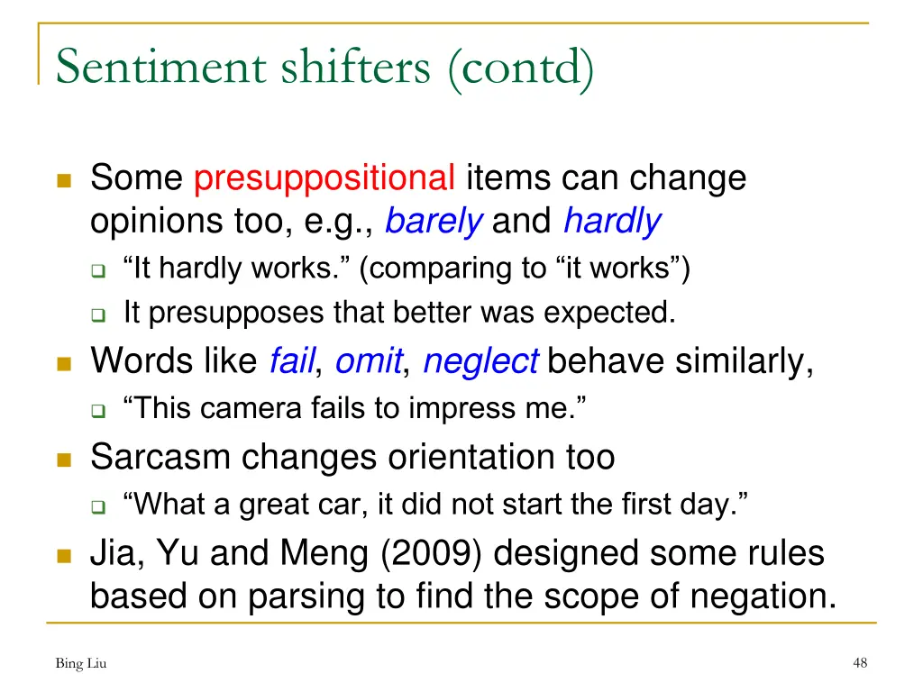 sentiment shifters contd