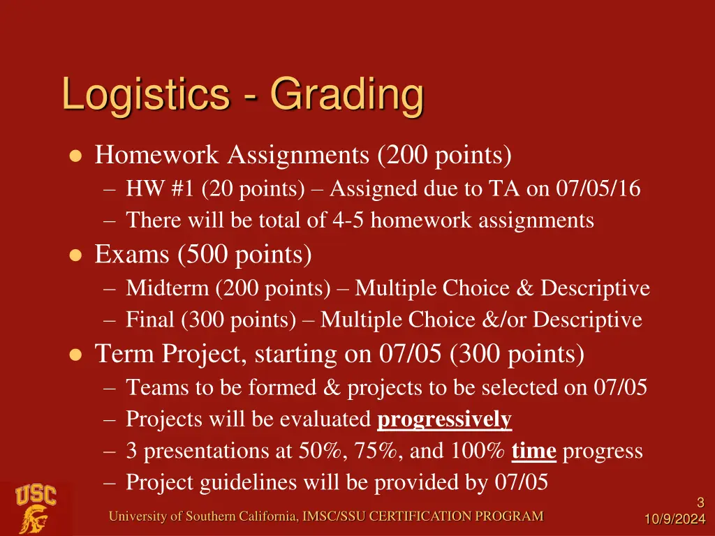 logistics grading