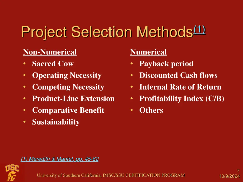 project selection methods 1