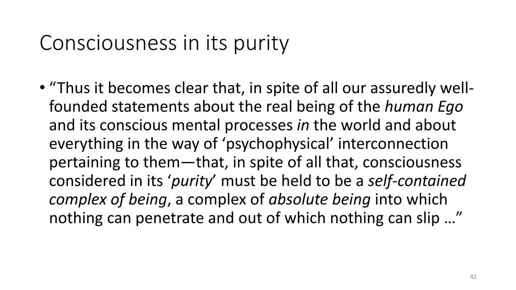 consciousness in its purity