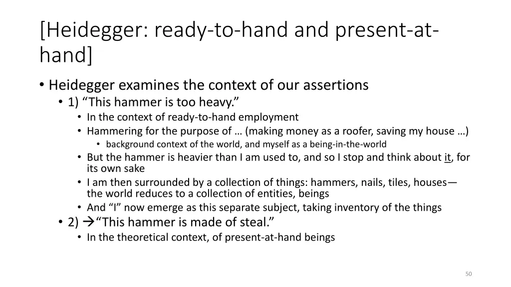 heidegger ready to hand and present at hand