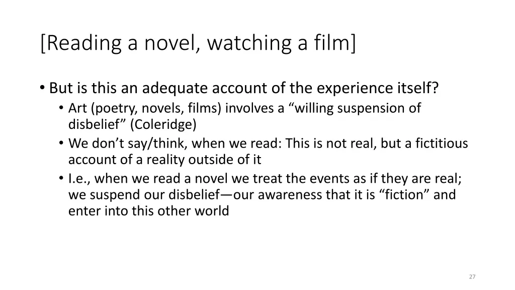 reading a novel watching a film