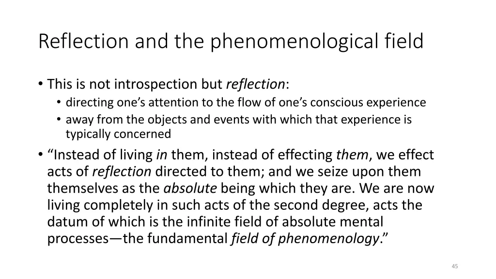 reflection and the phenomenological field