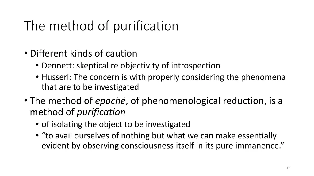 the method of purification