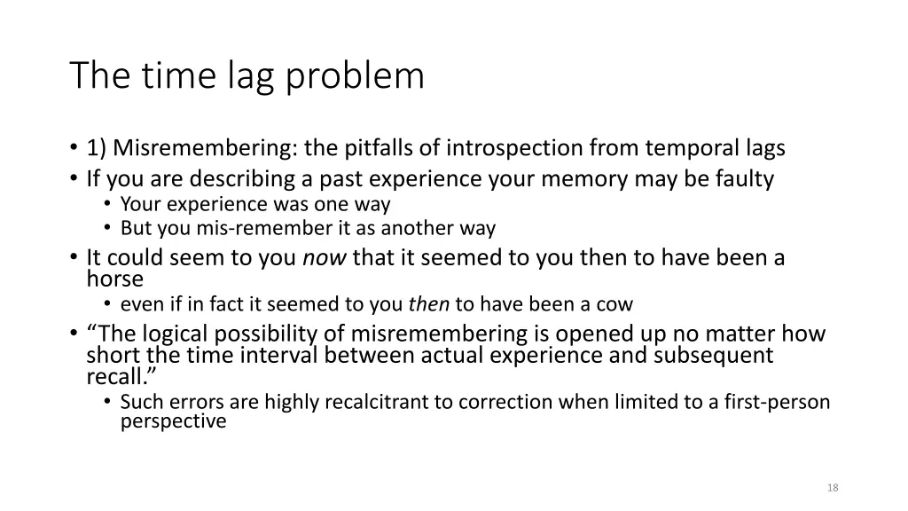 the time lag problem