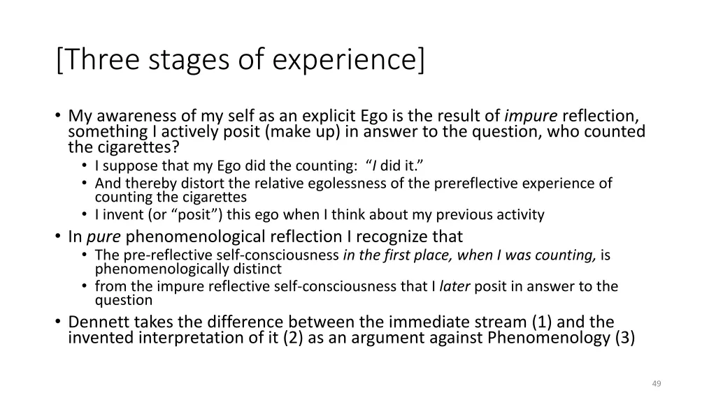 three stages of experience