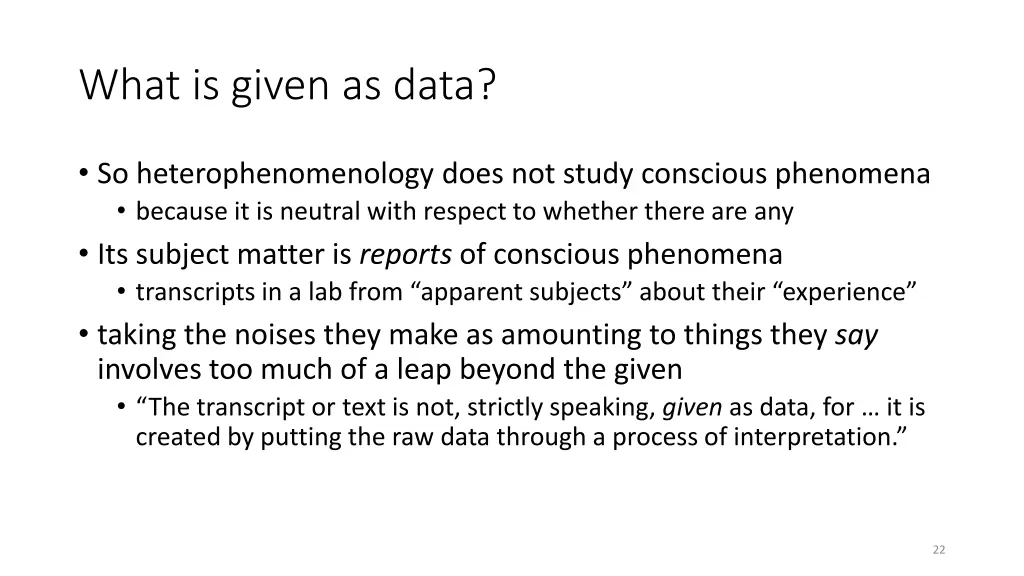 what is given as data