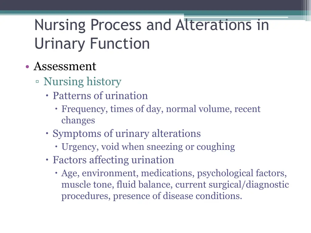 nursing process and alterations in urinary