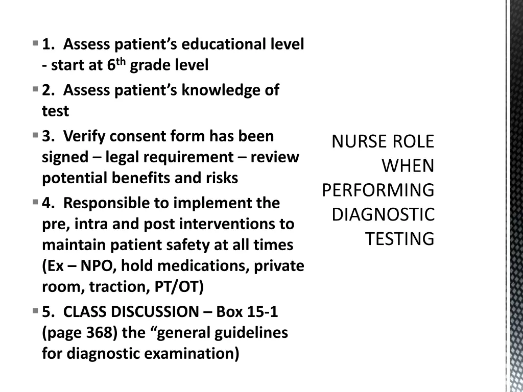 1 assess patient s educational level start