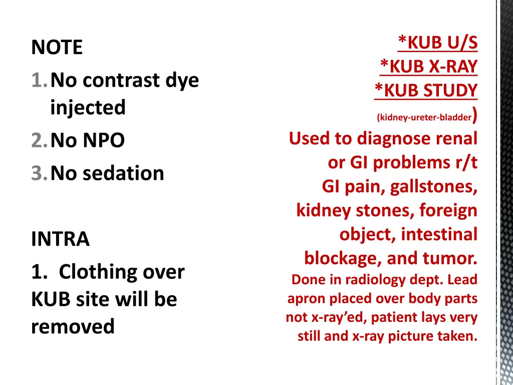 kub u s kub x ray kub study kidney ureter bladder