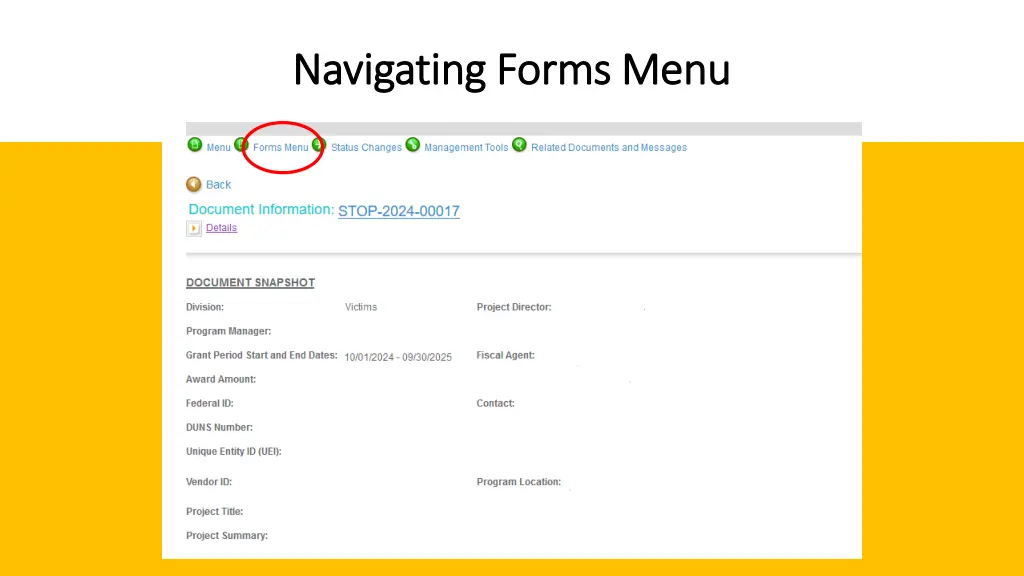 navigating forms menu navigating forms menu