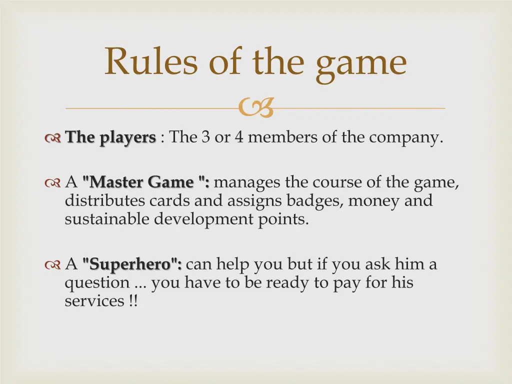 rules of the game