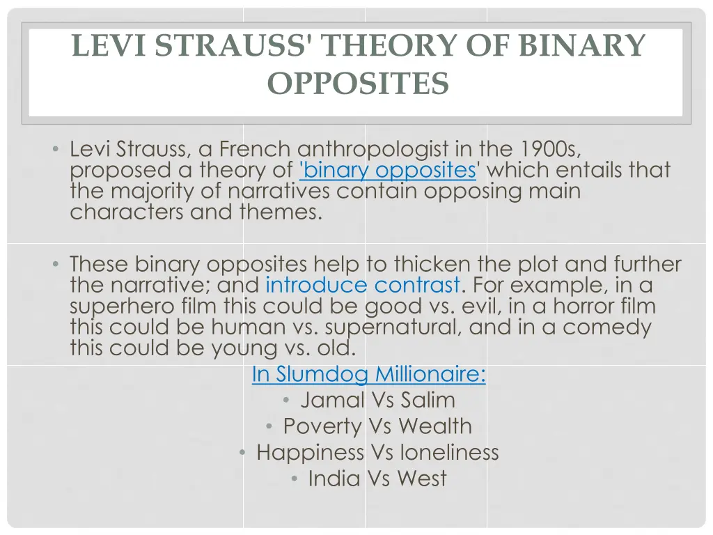 levi strauss theory of binary opposites