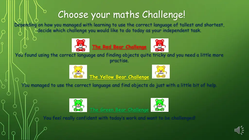 choose your maths challenge depending