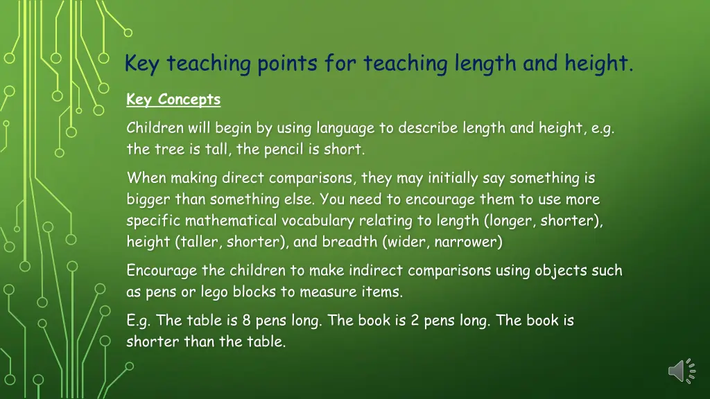 key teaching points for teaching length and height