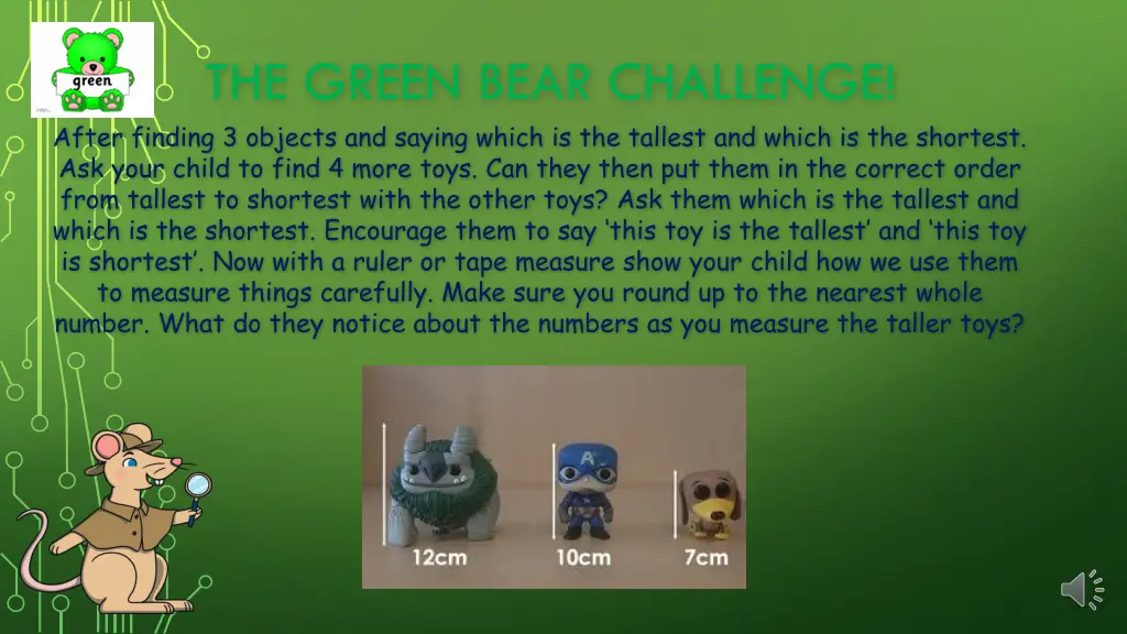 the green bear challenge after finding 3 objects