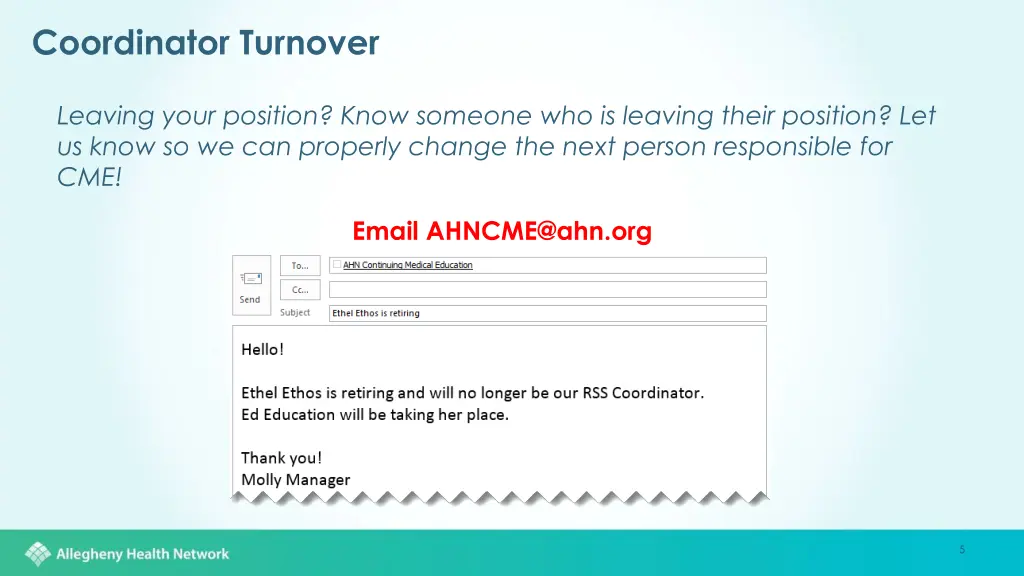 coordinator turnover