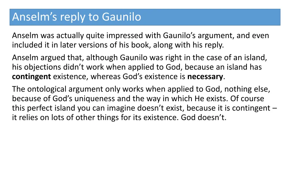 anselm s reply to gaunilo