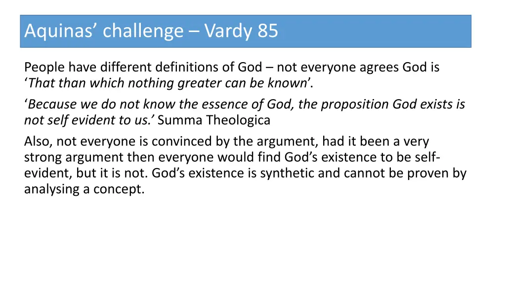 aquinas challenge vardy 85