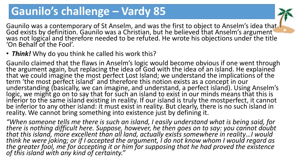 gaunilo s challenge vardy 85