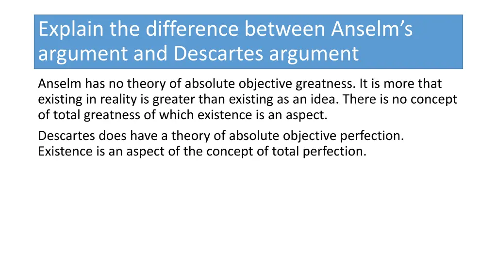 explain the difference between anselm s argument