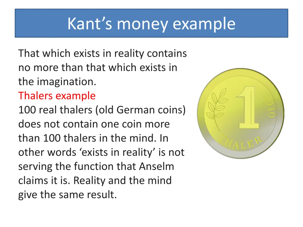 kant s money example