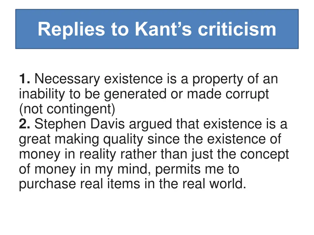 replies to kant s criticism