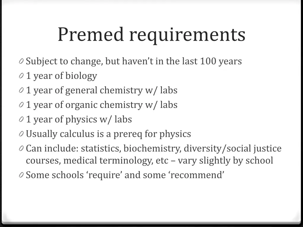 premed requirements