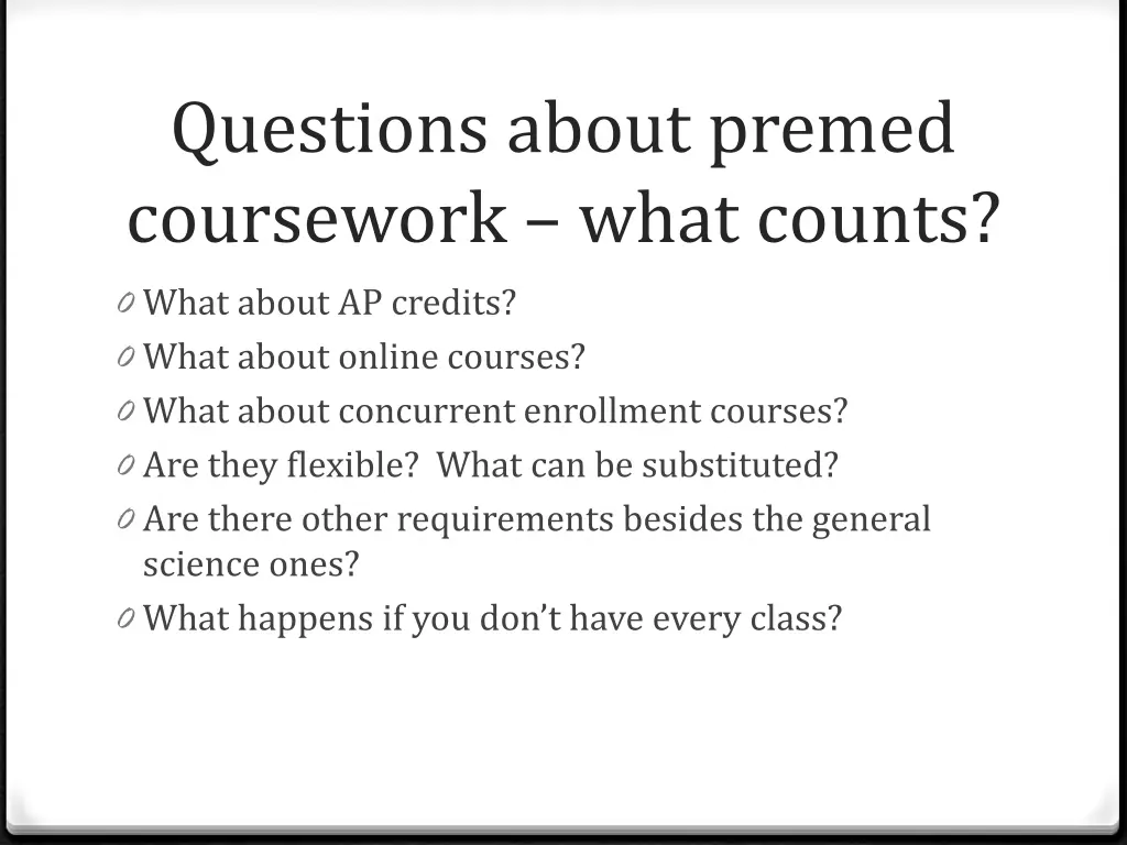 questions about premed coursework what counts