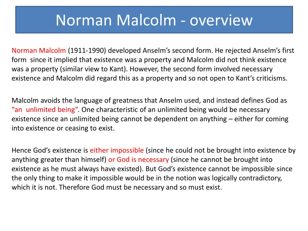 norman malcolm overview