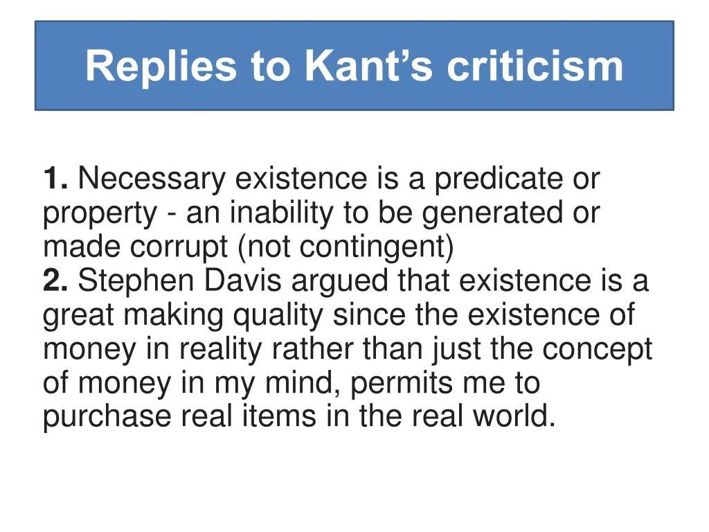 replies to kant s criticism