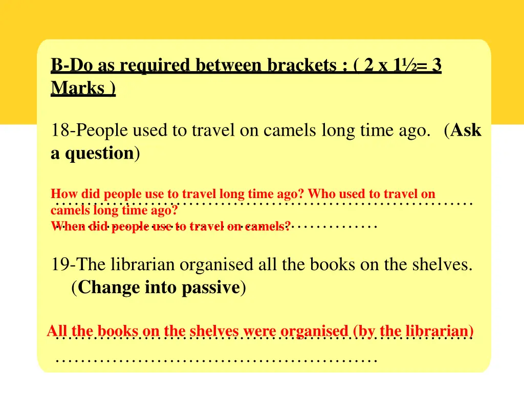 b do as required between brackets 2 x 1 3 marks