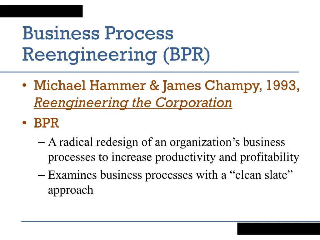 business process reengineering bpr