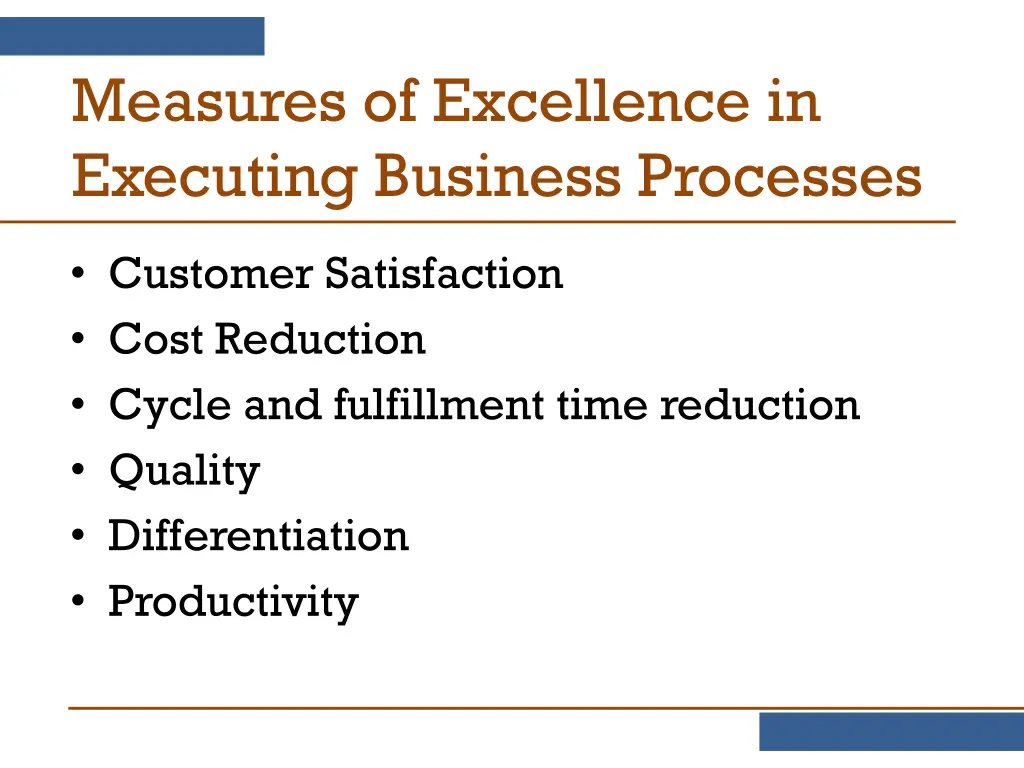 measures of excellence in executing business