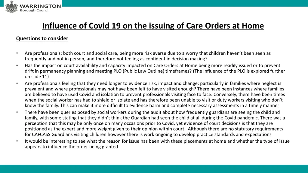 influence of covid 19 on the issuing of care