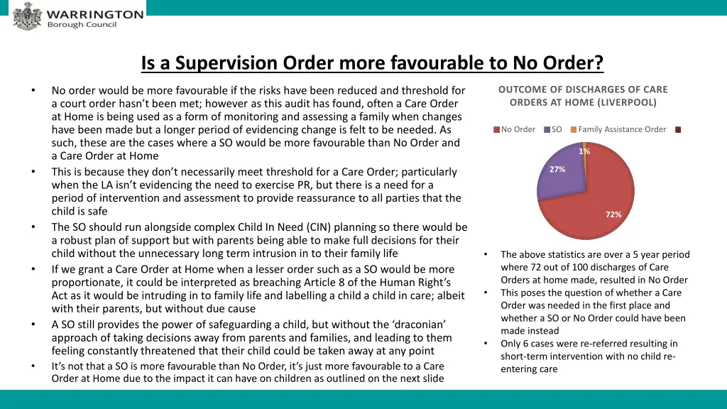 is a supervision order more favourable to no order