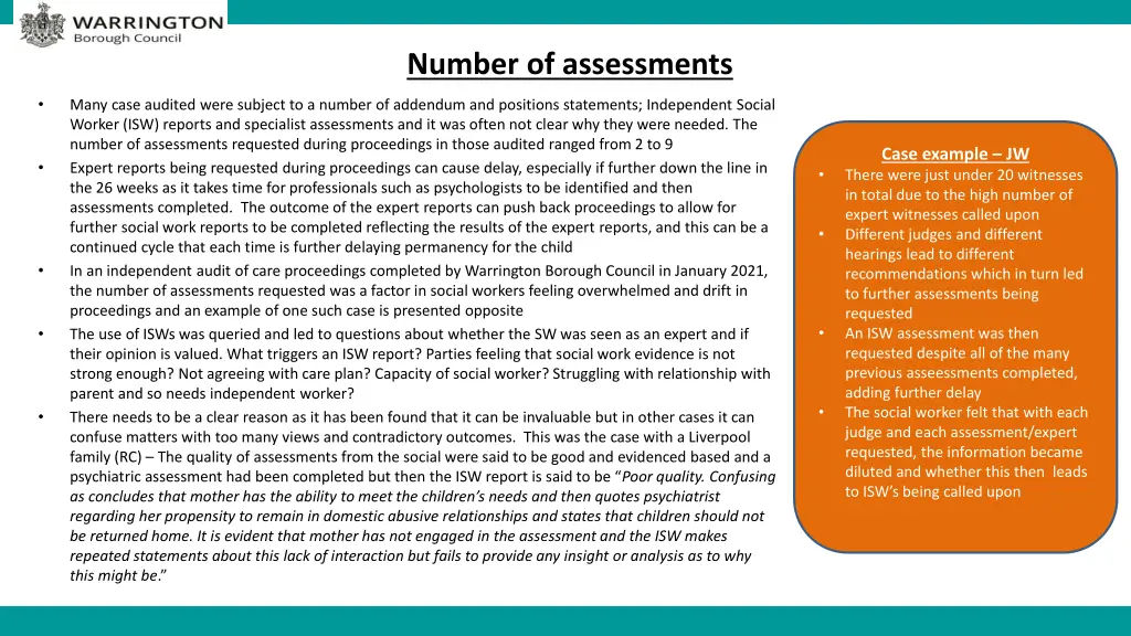 number of assessments