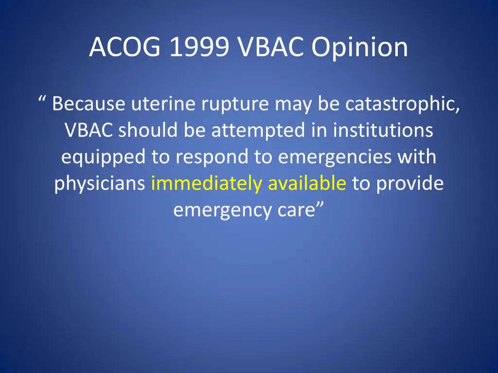 acog 1999 vbac opinion