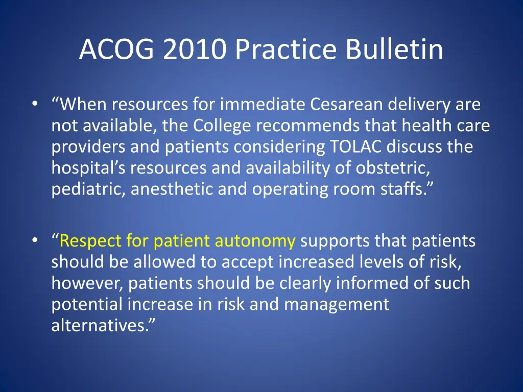 acog 2010 practice bulletin