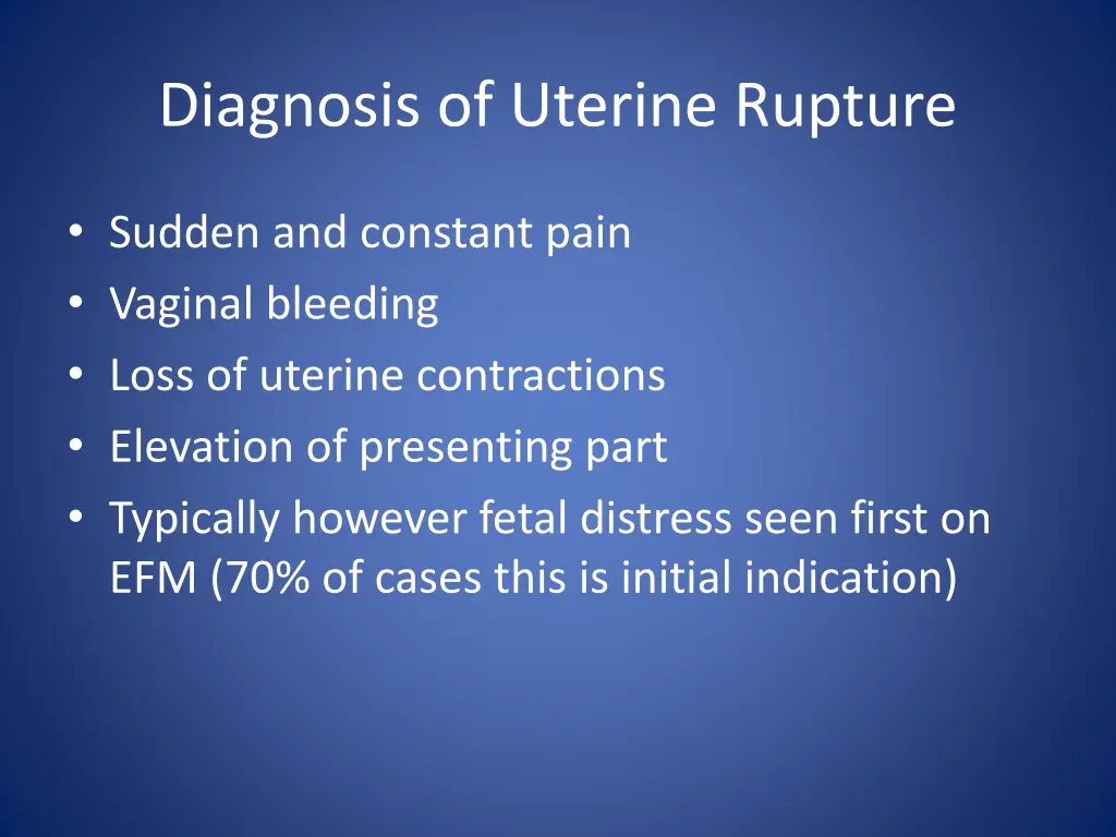 diagnosis of uterine rupture